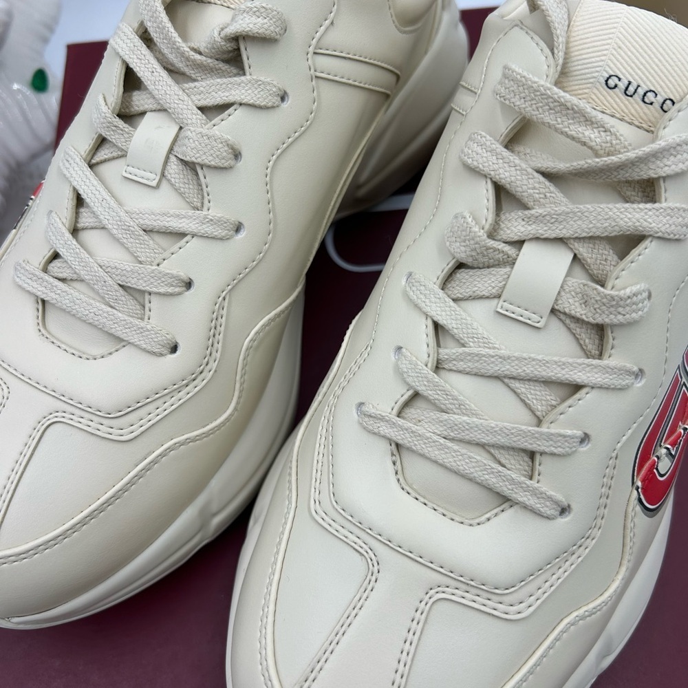 Men's Gucci, Rython leather sneaker with logo print size 9, made in Italy - Picture 9 of 12